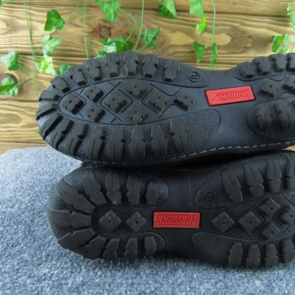 Khombu  Women Shearling Style Boots Black Leather‎ Zip Size 8 Medium